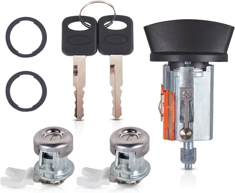 AUTOBABA Ignition Switch Lock Cylinder & 2 Pcs Door Lock Cylinder with Keys Compatible with 1997-2003 Ford F150, 1997-2007 Ford F250 F350, 2000-2005 Excursion Replaces# LC6177 + 2 x DL5885 + 597638 - Image 1